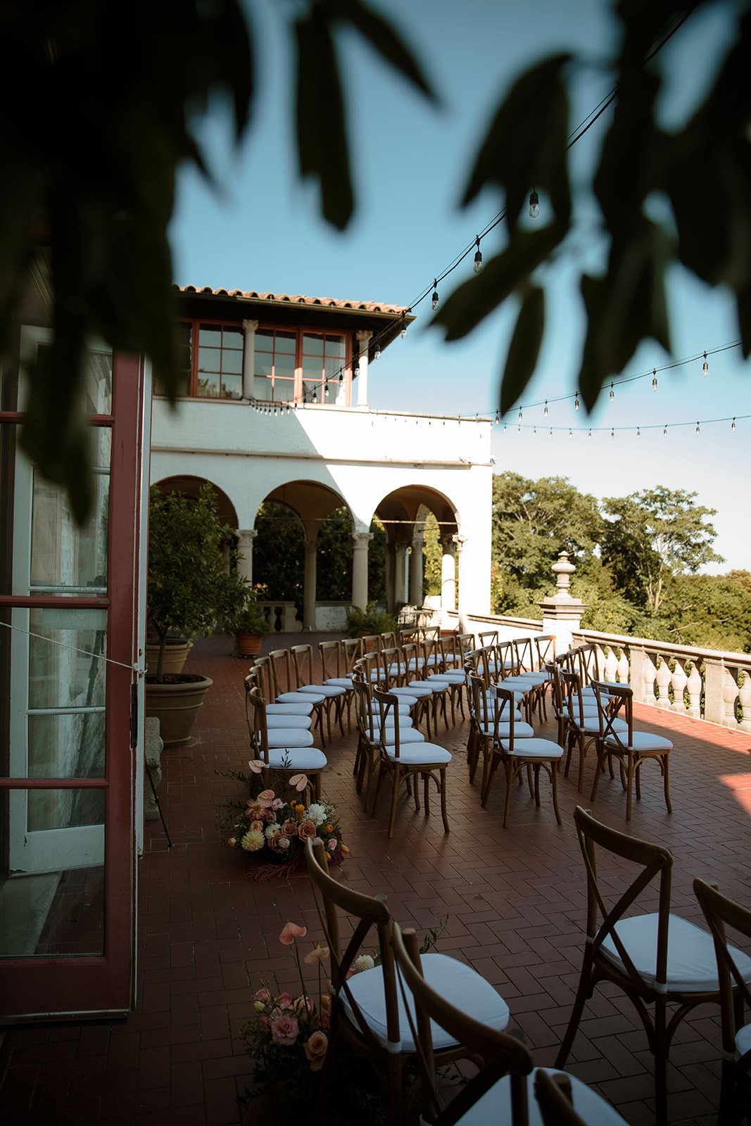 the ceremony area of an outdoor wedding venue set up by your wedding and event planners in milwaukee