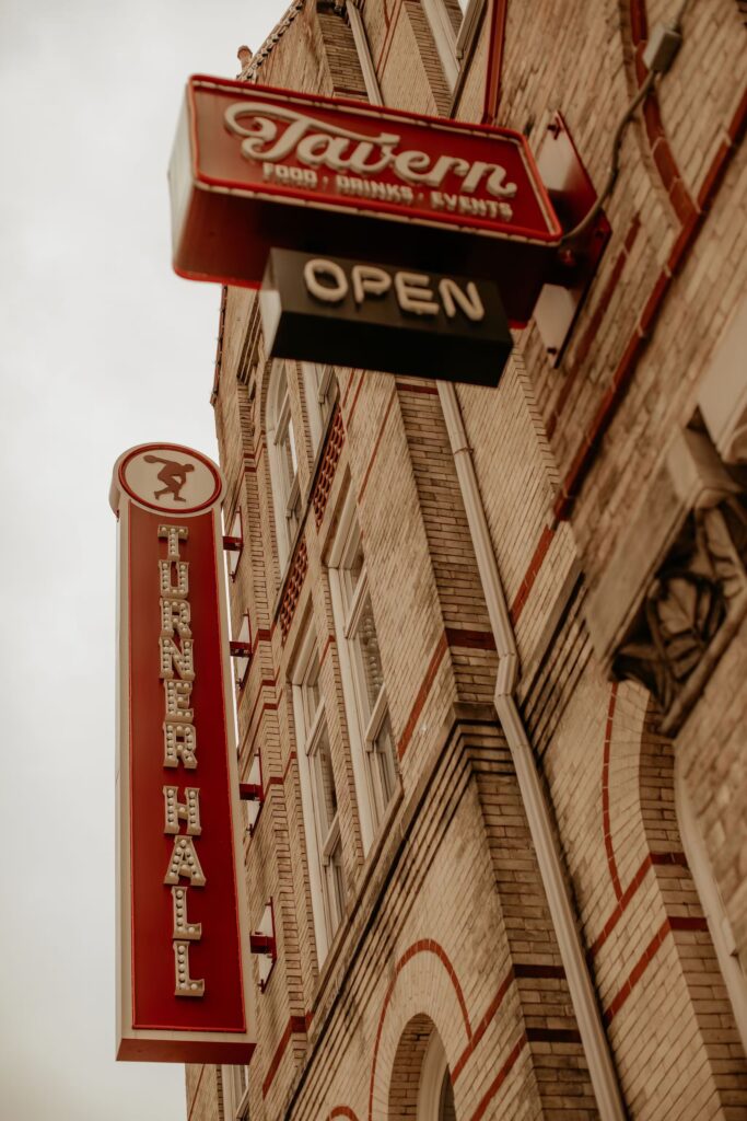 Turner hall sign outside of wedding venue