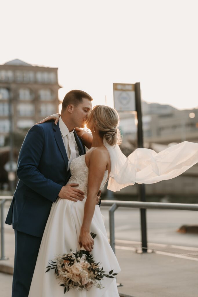 couple getting married at the Pritzlaff indoor wedding venue in Milwaukee, Wisconsin
