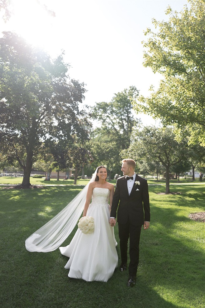 a couple at their outdoor wedding venues in lake geneva wi