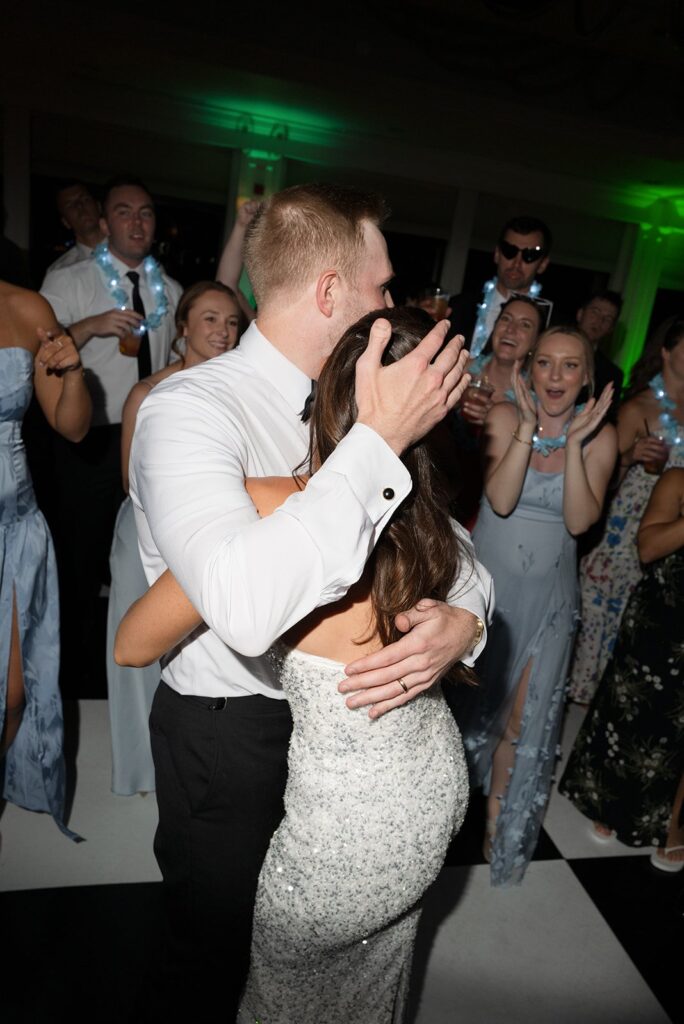 bride and groom dancing at their lake geneva small wedding venue
