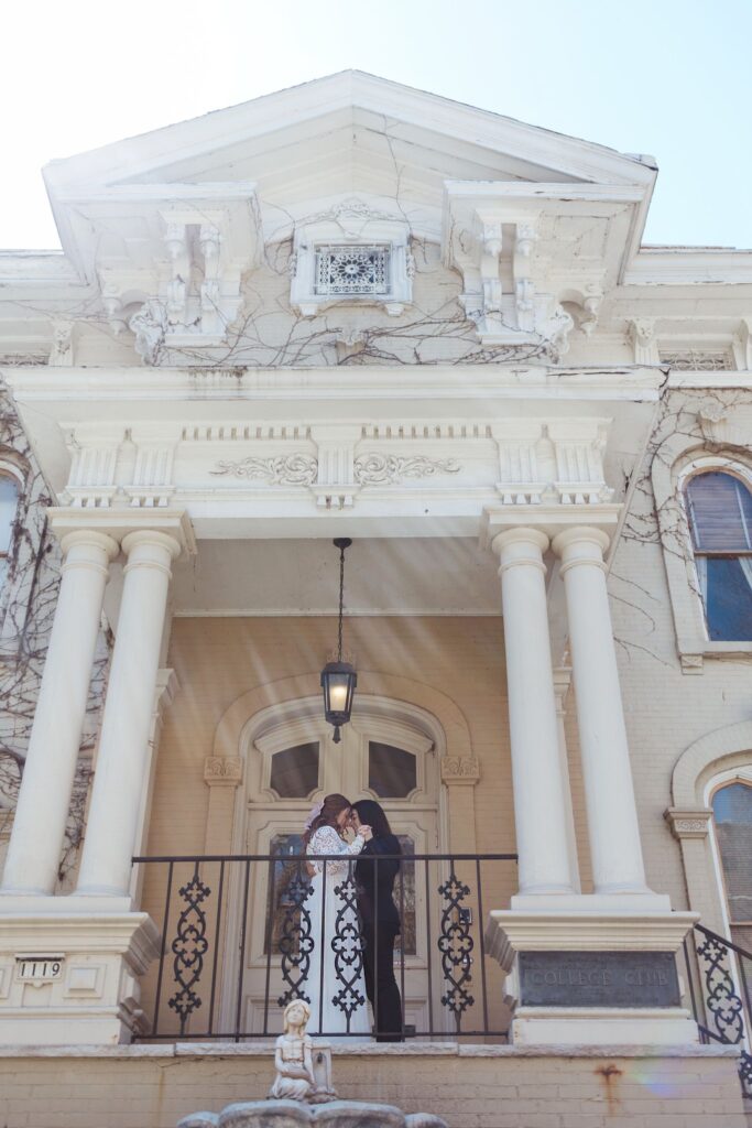 brides sharing a heartfelt moment during their portrait shoot at their lake geneva wedding