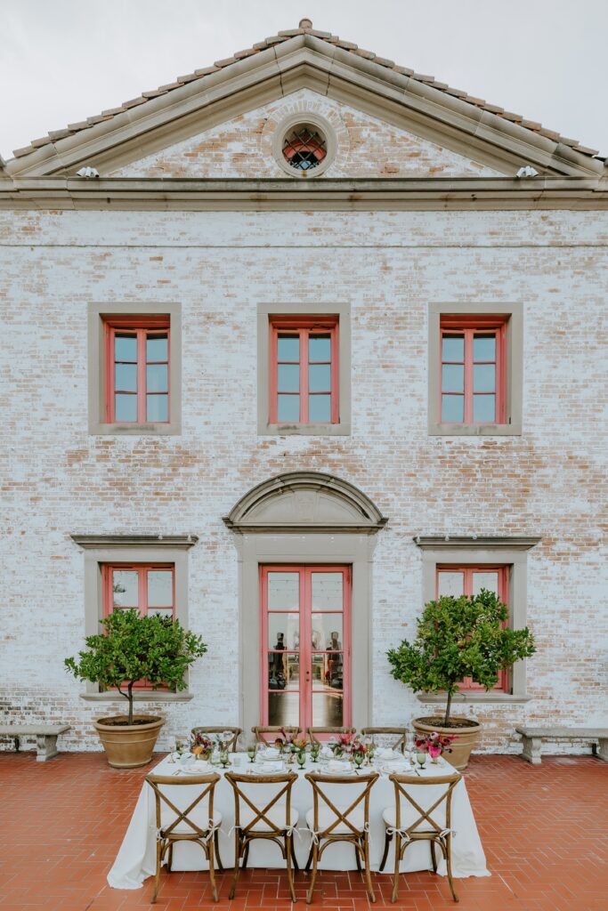 photograph of the reception table at a lake geneva small wedding