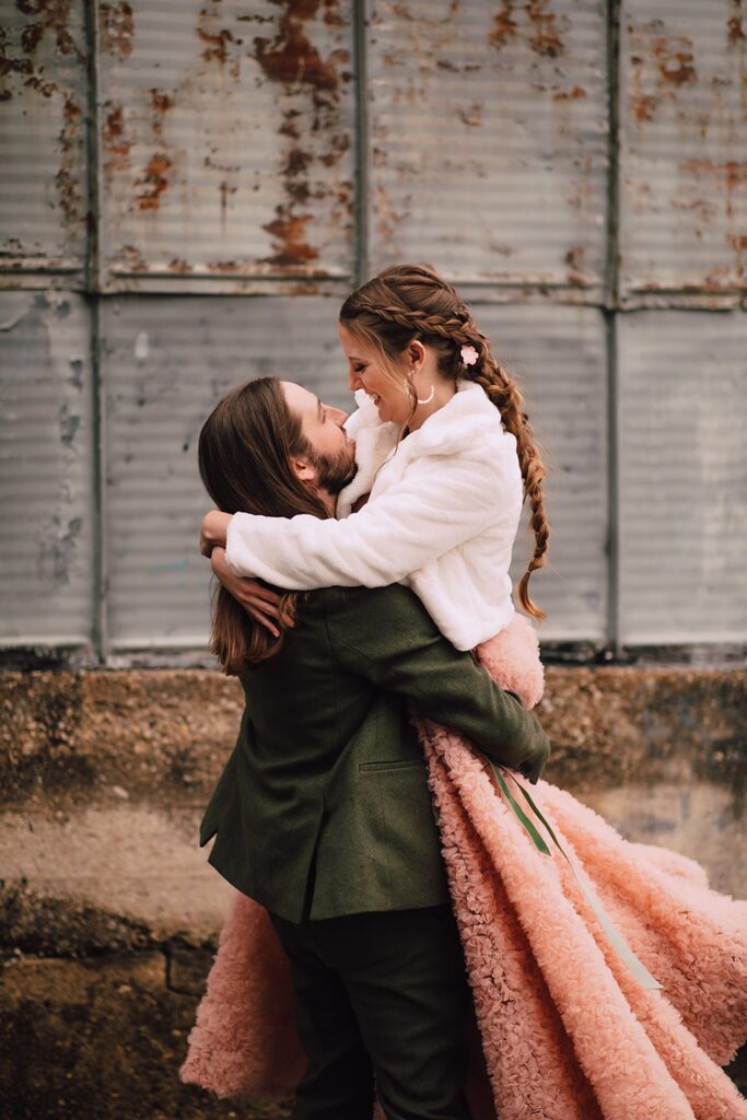 Bride and groom sharing an intimate moment at a Madison WI wedding venue